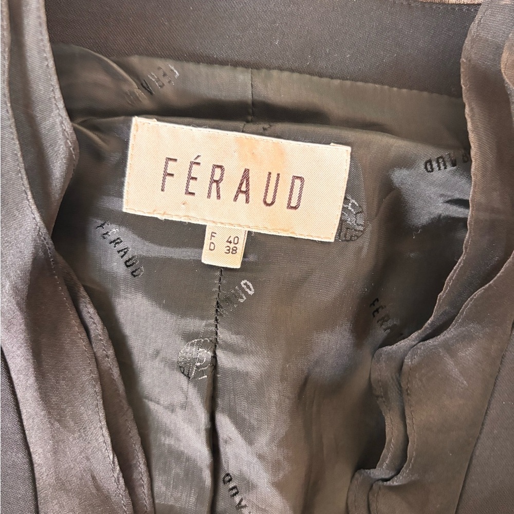 Vintage Louis Feraud Black Wool and Silk Blazer with Ruffled Trim - Picture 10 of 14